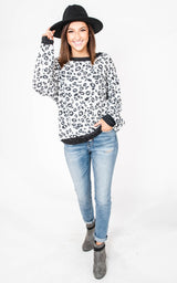  Cheetah Print Knit Top- White Birch | FINAL SALE, CLOTHING, White Birch, BAD HABIT BOUTIQUE 