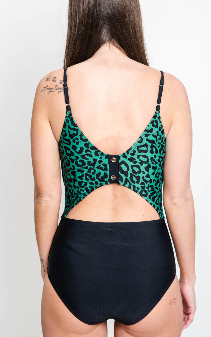 Leopard Colorblock One Piece Swimsuit - BAD HABIT BOUTIQUE 