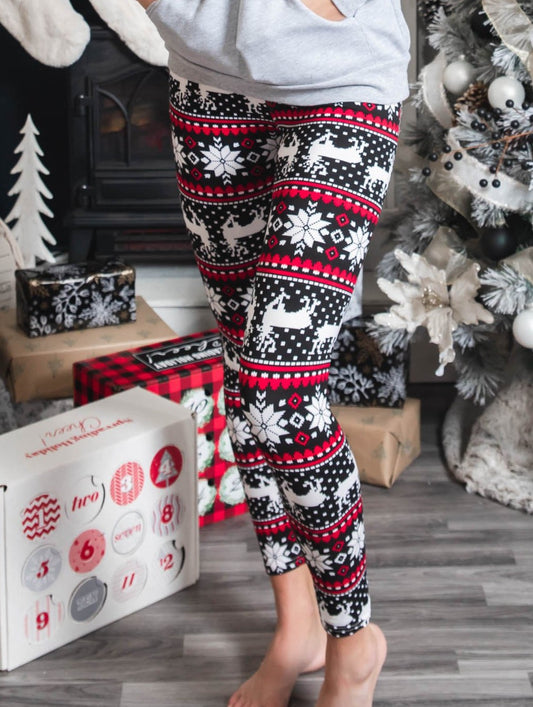  Winter Wonderland Leggings - Black/Red, , BAD HABIT BOUTIQUE , BAD HABIT BOUTIQUE 