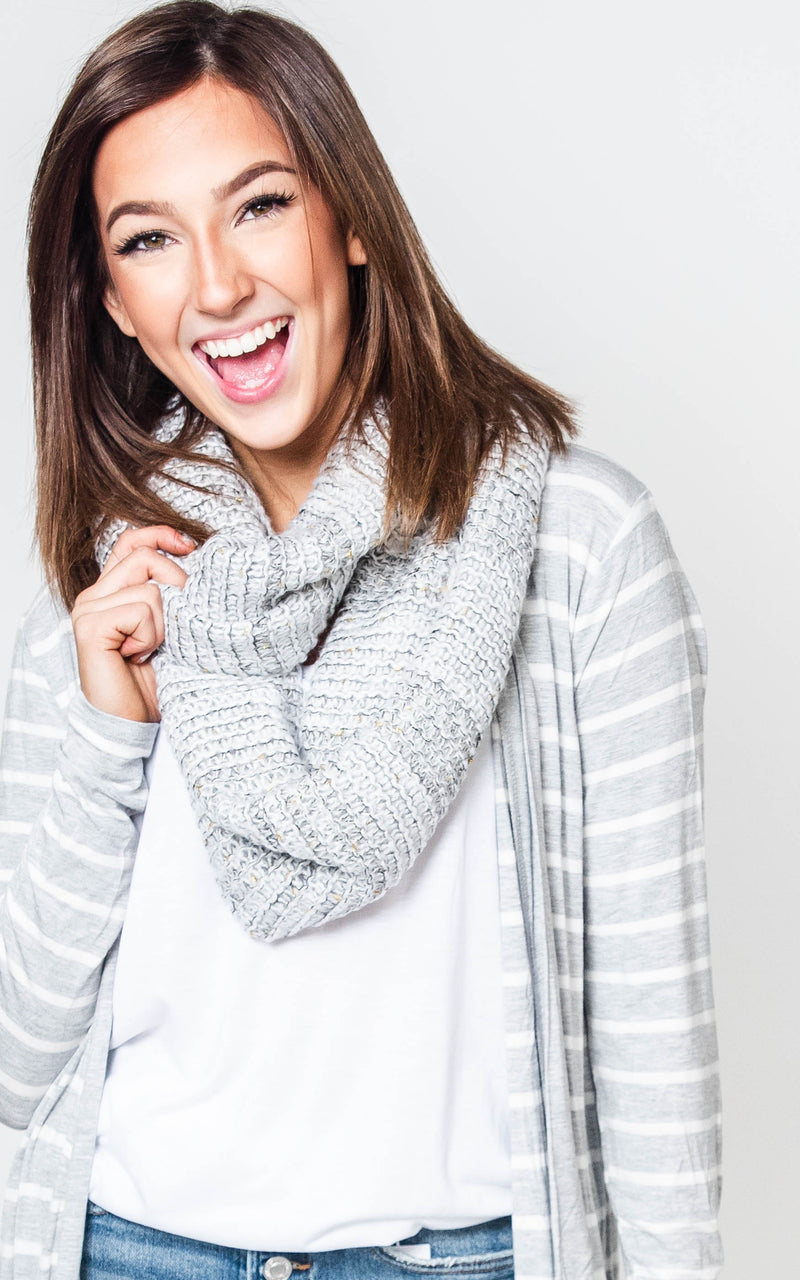  Grey Knit Infinity Scarf, CLOTHING, Justin Taylor, BAD HABIT BOUTIQUE 