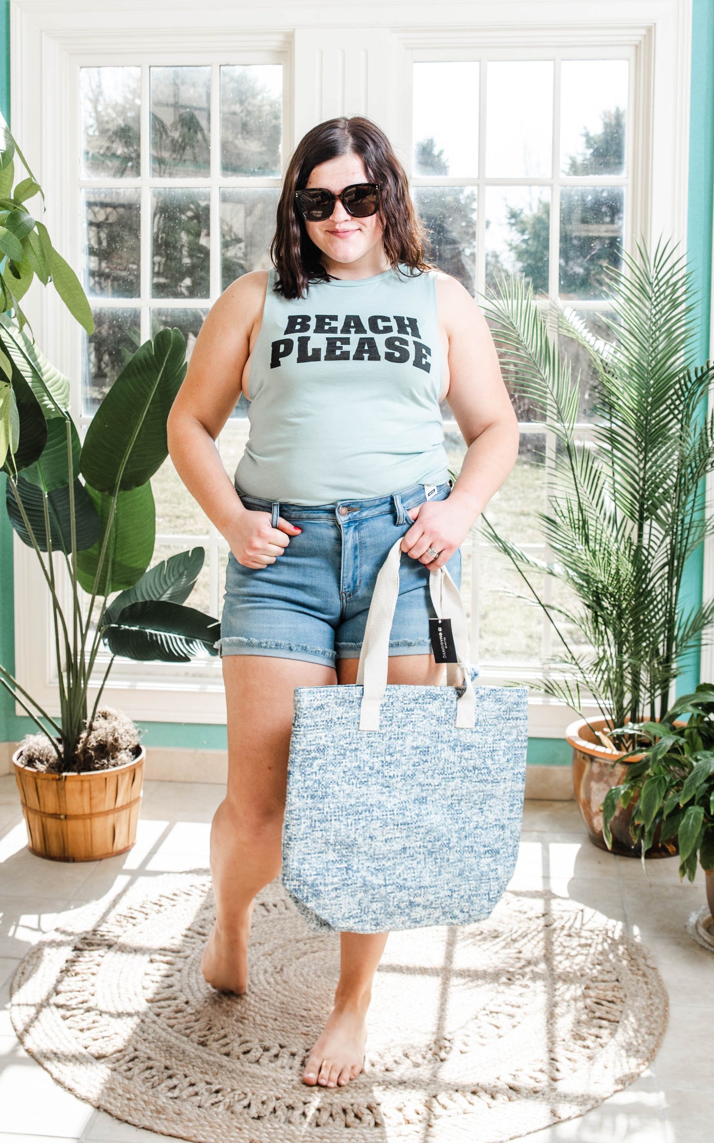 beach please muscle tank top