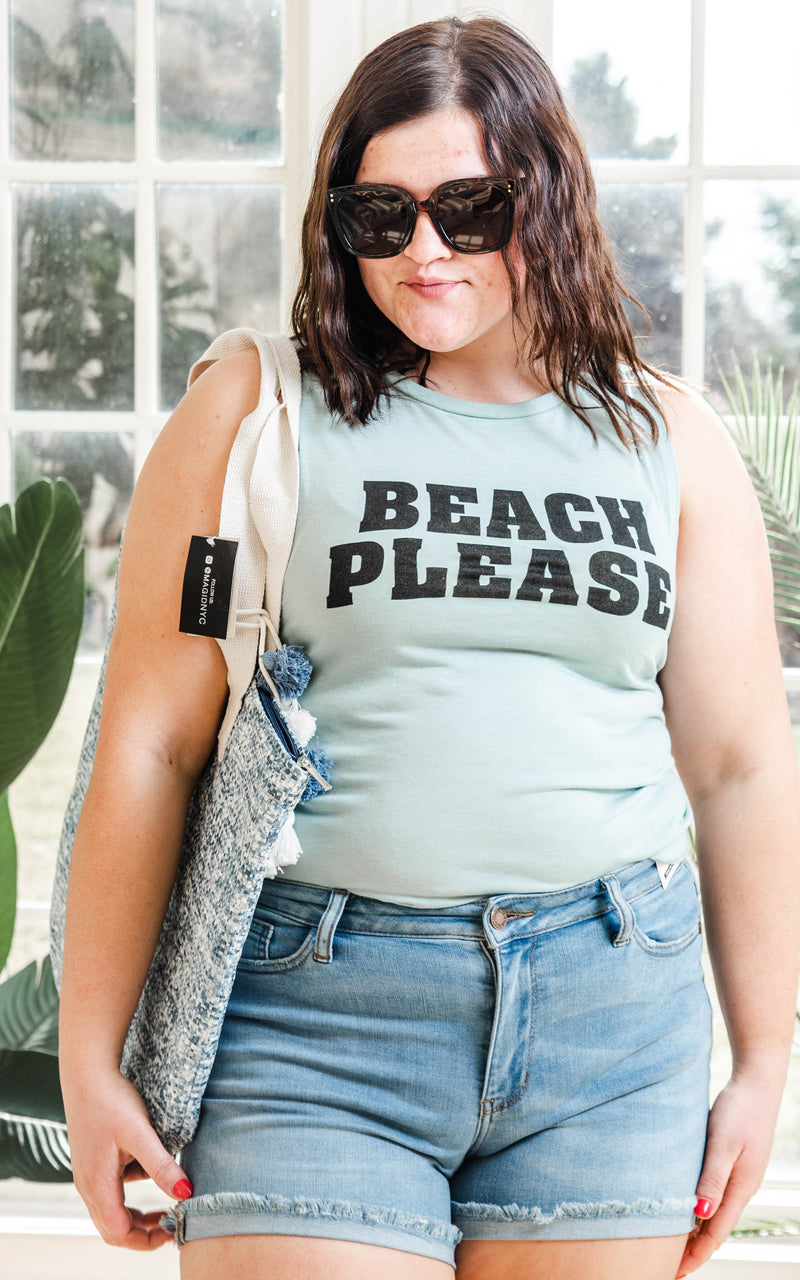 beach please muscle tank top