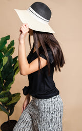 black and natural sun hat