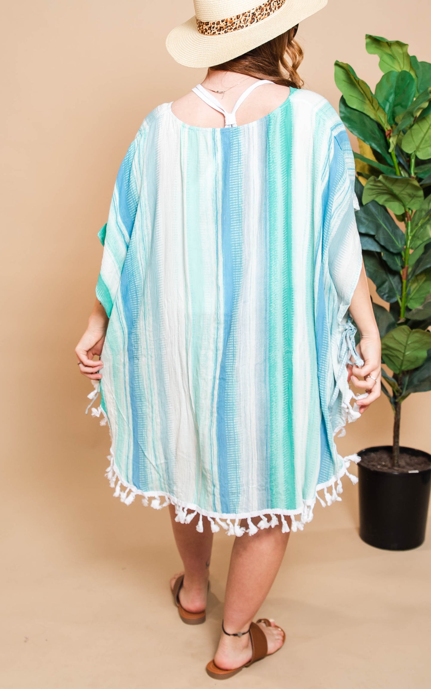 stripe swim cover poncho