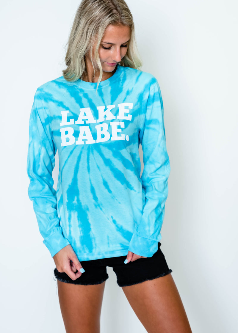  Lake Babe Tie Dye Top - Turquoise, GRAPHICS, S&S, BAD HABIT BOUTIQUE 