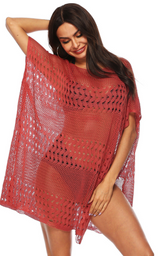 Solid Color Openwork Slit Beach Cover Up