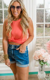 CORAL Luxe Rayon Twist Front Tank Top