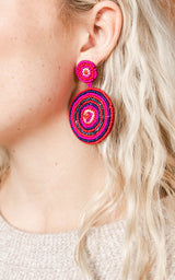 pink beaded earring