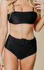 black two piece belted swimsuit