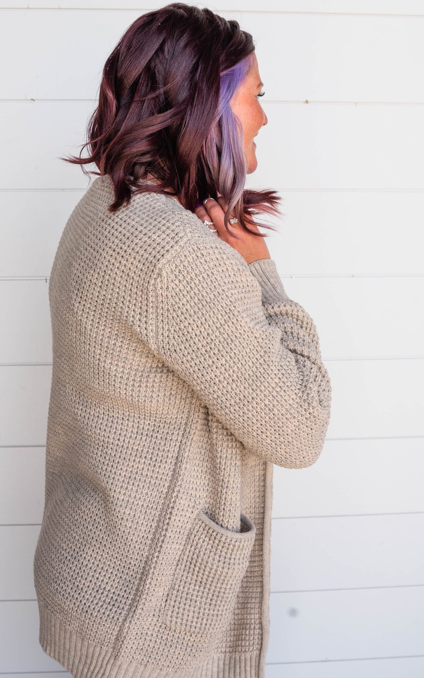 heather beige cardigan 