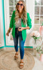 KELLY GREEN FOLDED SLEEVES BLAZER JACKET