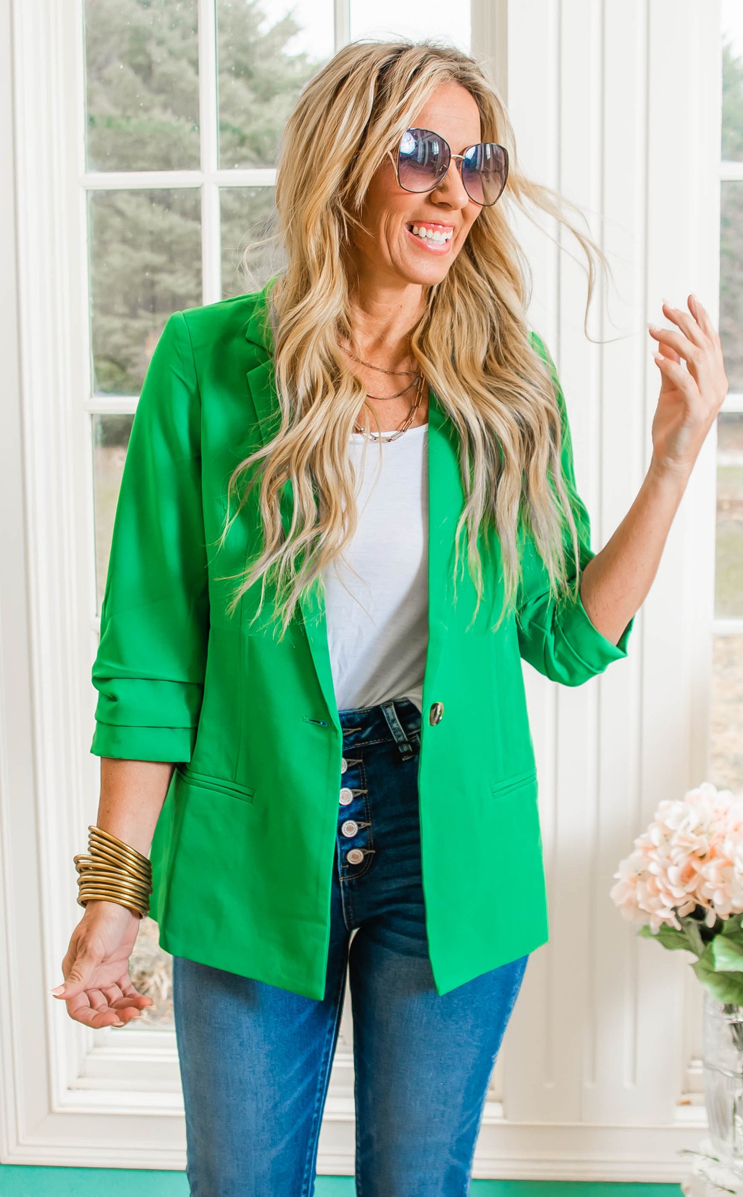 KELLY GREEN  BLAZER JACKET