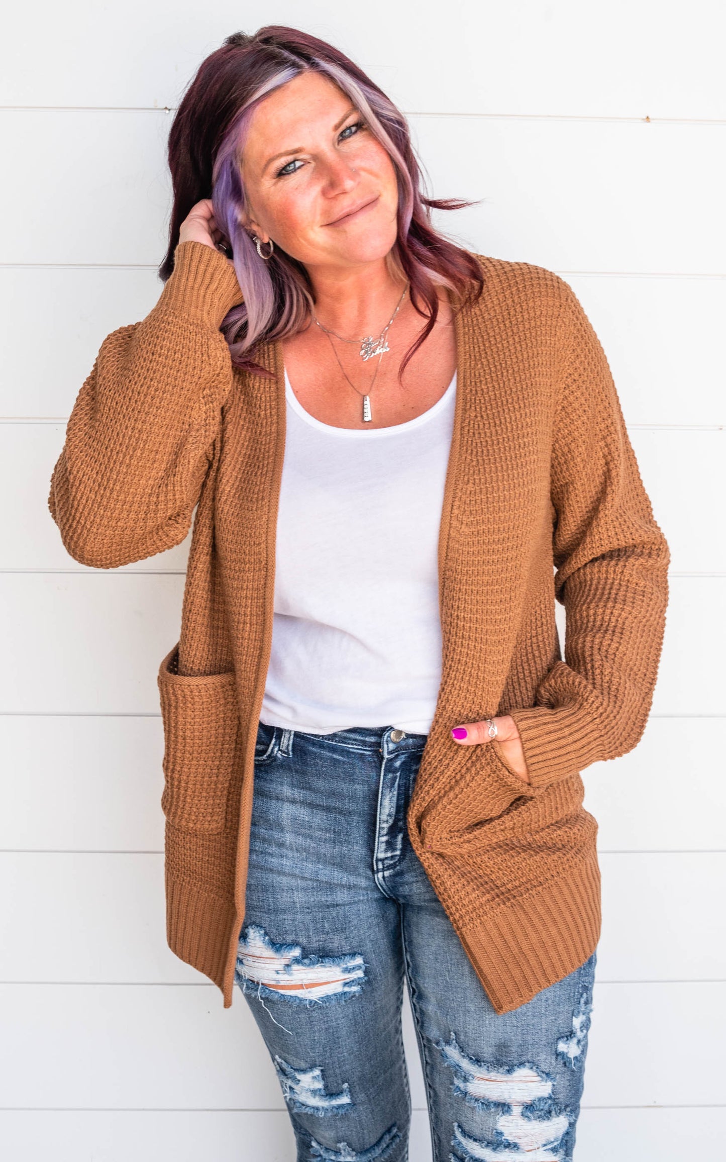 camel zenana cardigan 