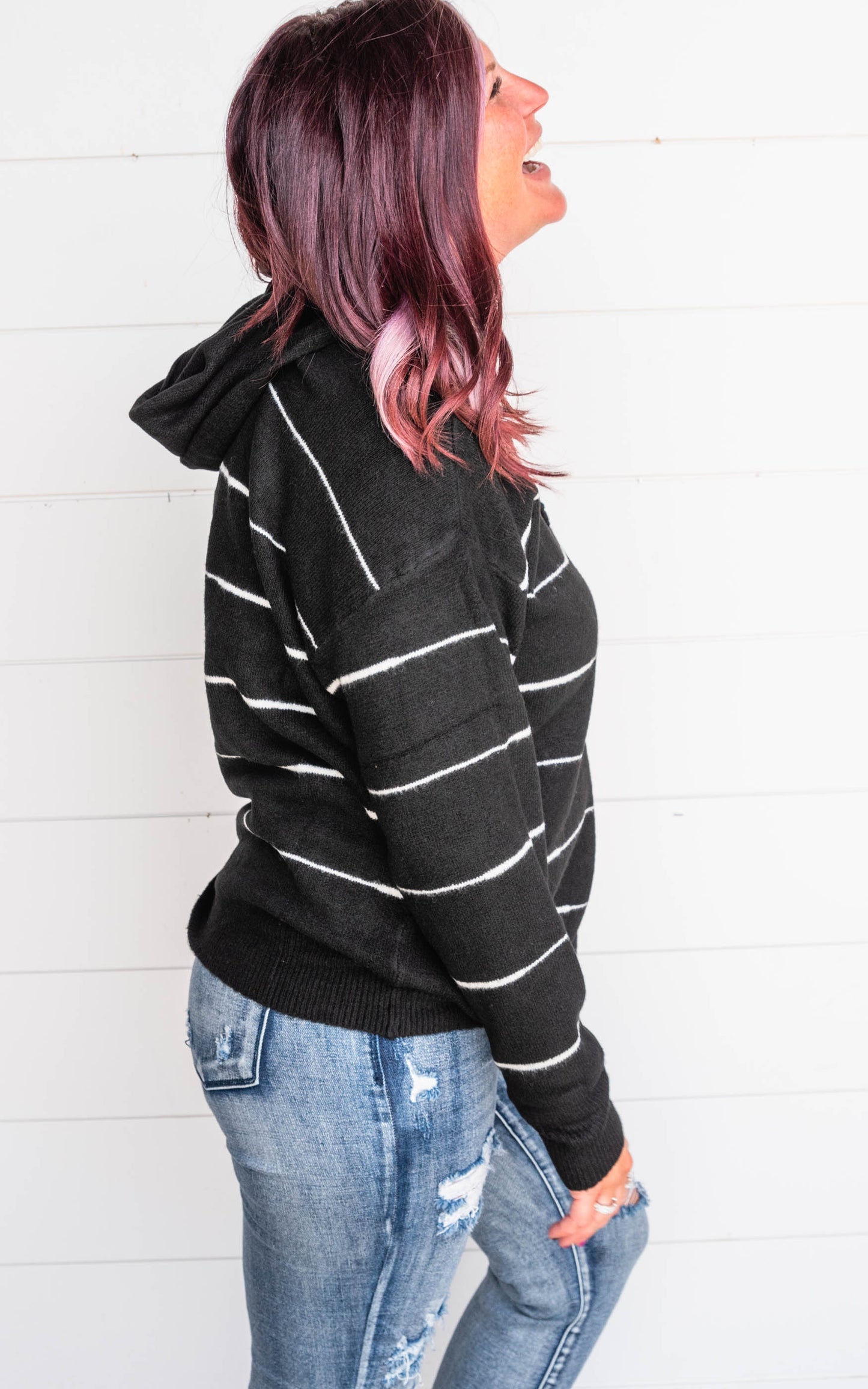 black knit hoodie 