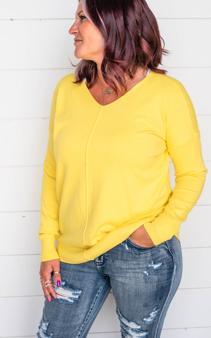 yellow zenana sweater 