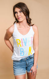 Rainbow River Bum RacerbackTank Top - Heather Gray - BAD HABIT BOUTIQUE 