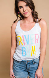 Rainbow River Bum RacerbackTank Top - Heather Gray - BAD HABIT BOUTIQUE 