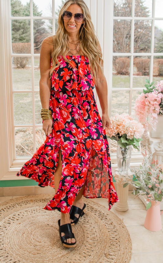 FLORAL PRINT MAXI DRESS