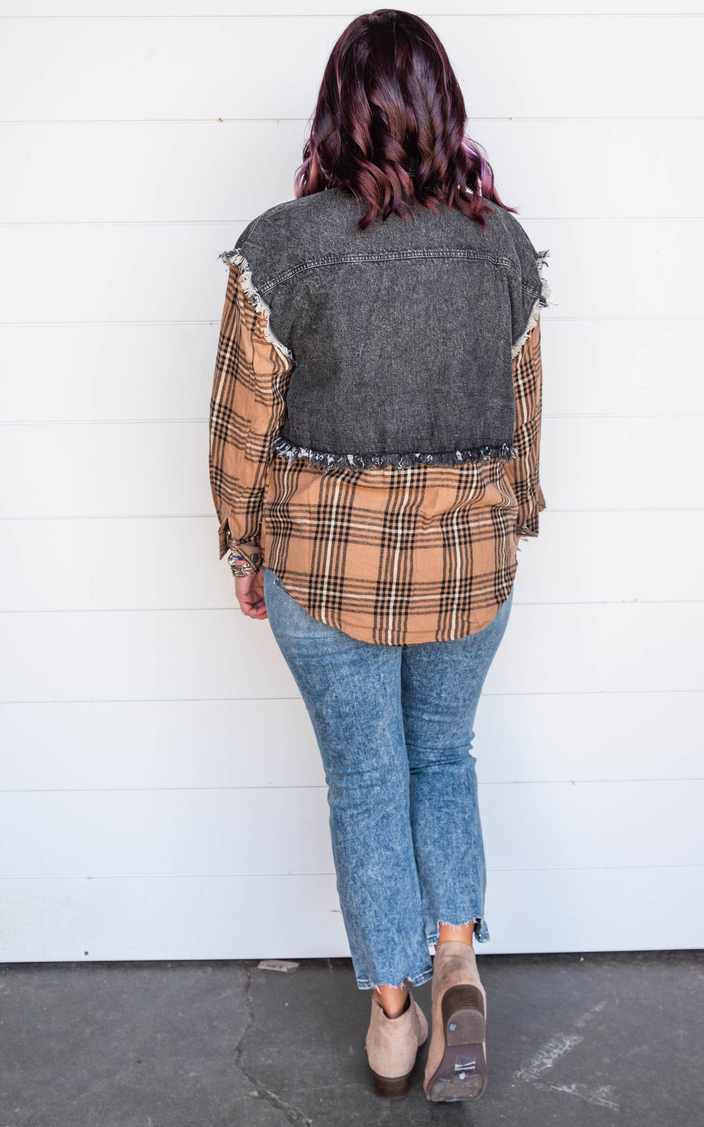 Color Block Plaid Jacket by Peach Love - Final Sale