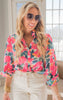 Blooming Floral Print Button Up Blouse