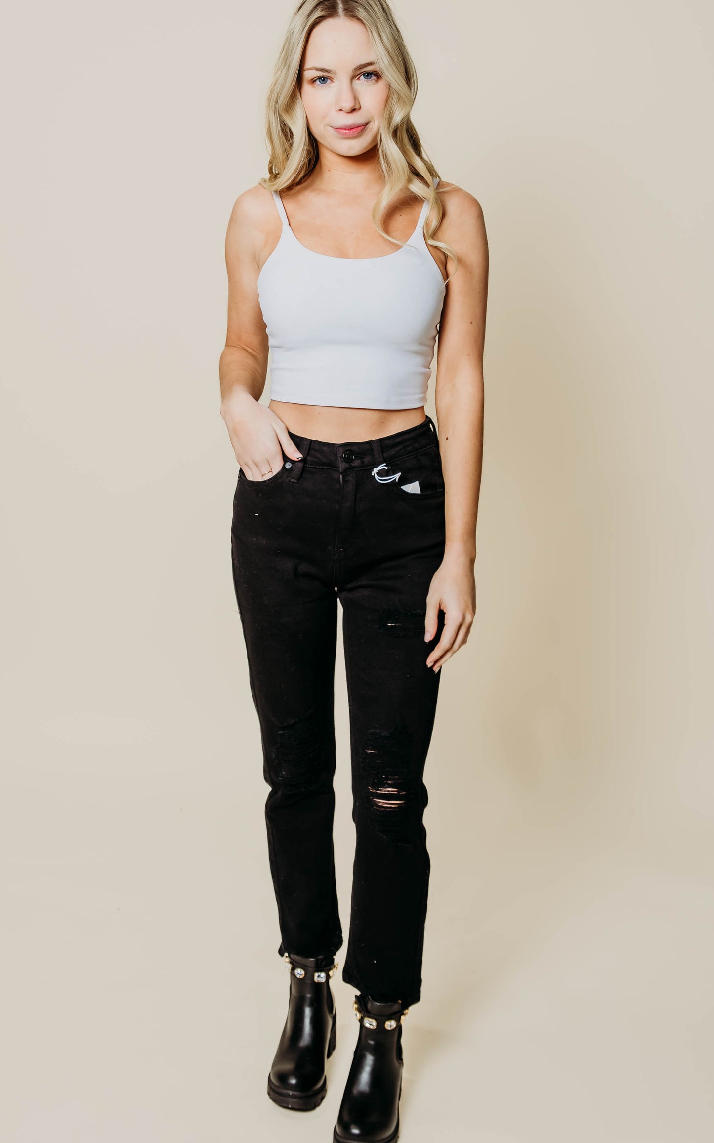 black straight jeans