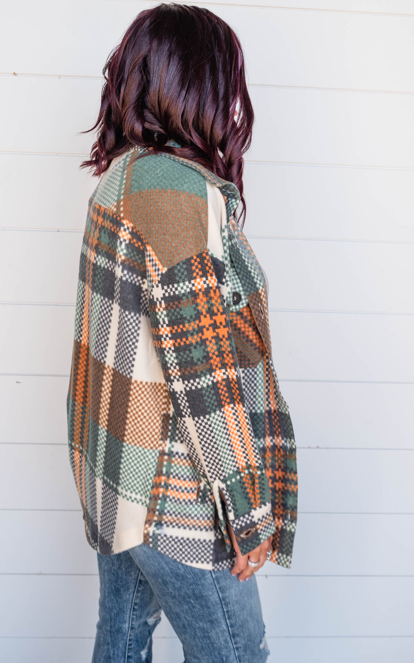 Hunter Green Brushed Plaid Top - Final Sale