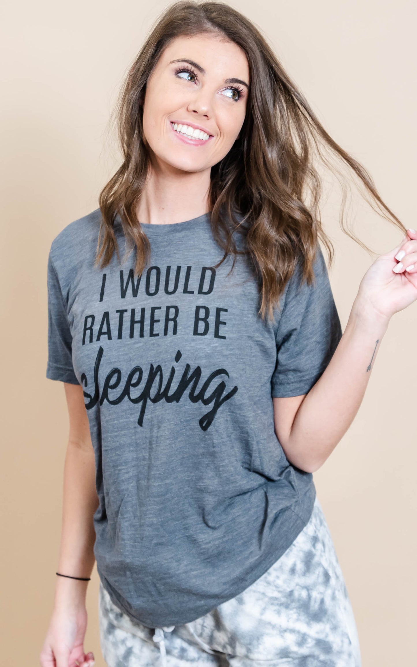 Rather Be Sleeping Tee - Grey - BAD HABIT BOUTIQUE 