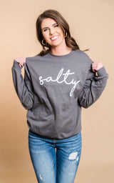 Salty Sweatshirt - Charcoal - BAD HABIT BOUTIQUE 