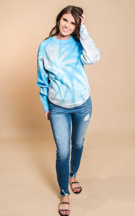 blue swirl tie dye sweater 