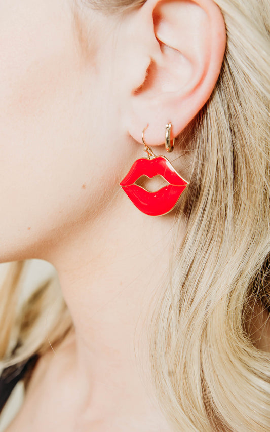 Red Lip Earrings - Final Sale