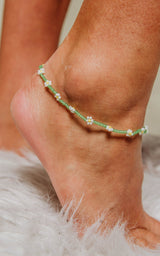 Frosted Daisy Bead Anklet - Final Sale