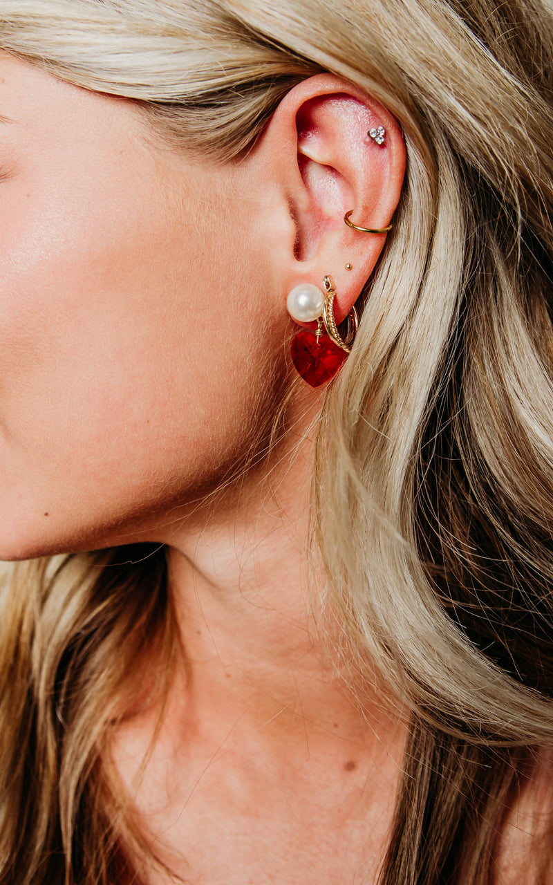 red heart jewel earrings