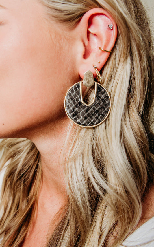 Gold & Grey SnakeSkin Earrings - Final Sale