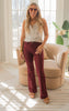 burgundy bootcut denim pants 