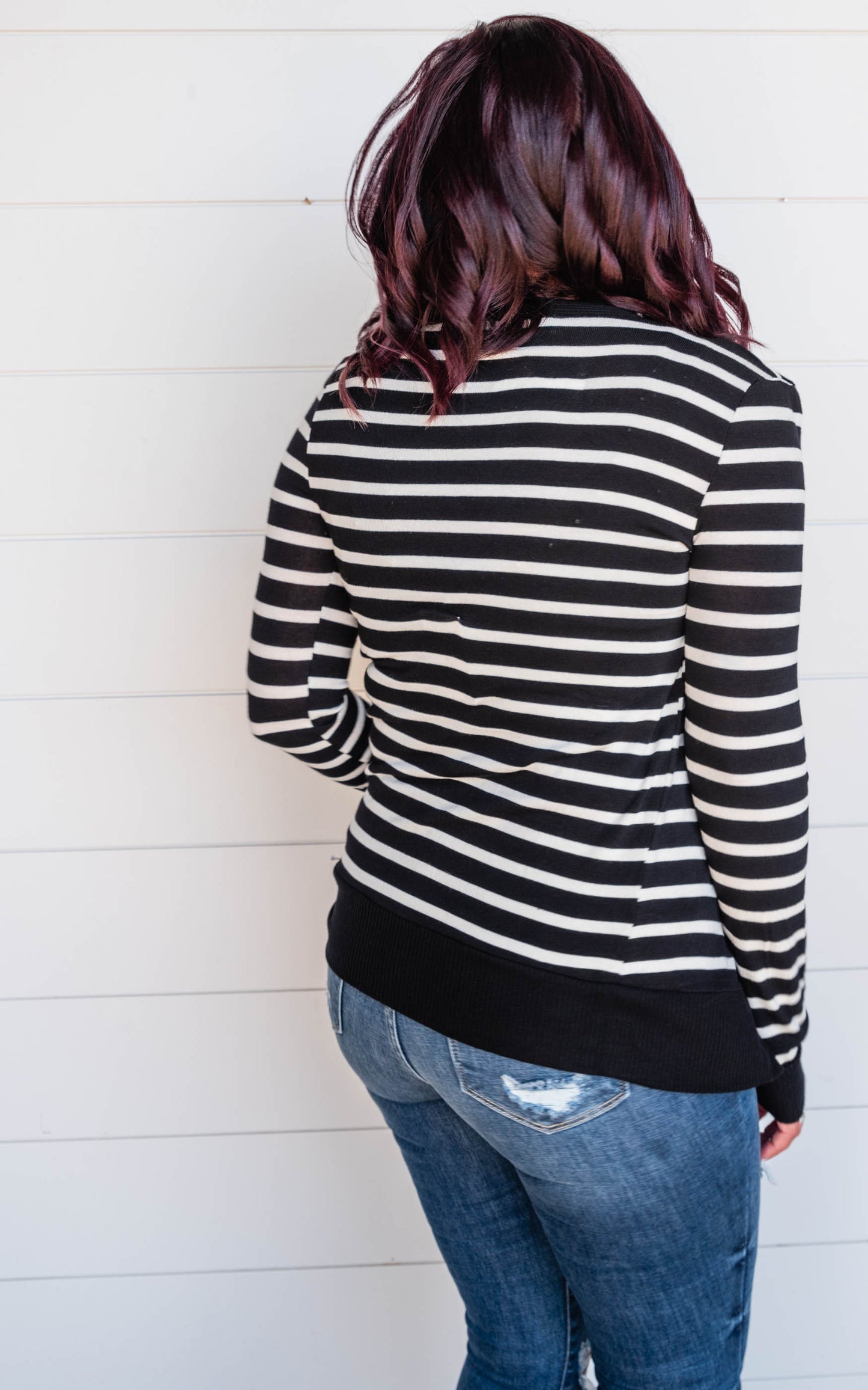 black ivory stripe cardigan 