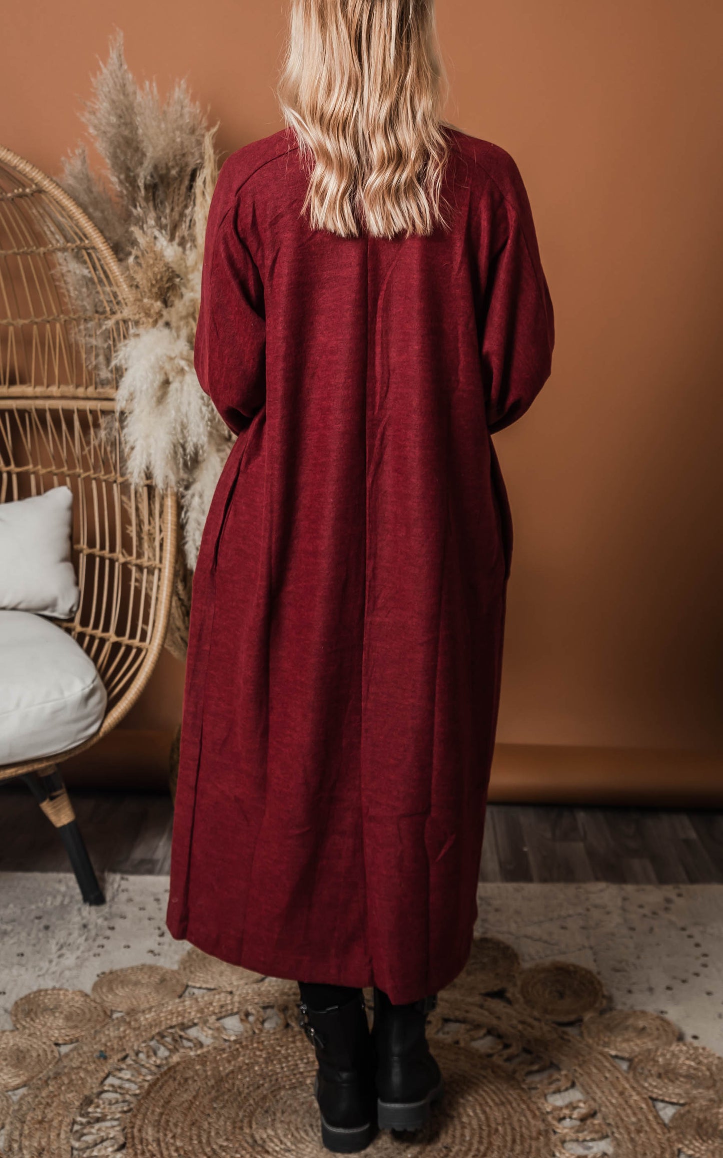 burgundy long duster cardigan