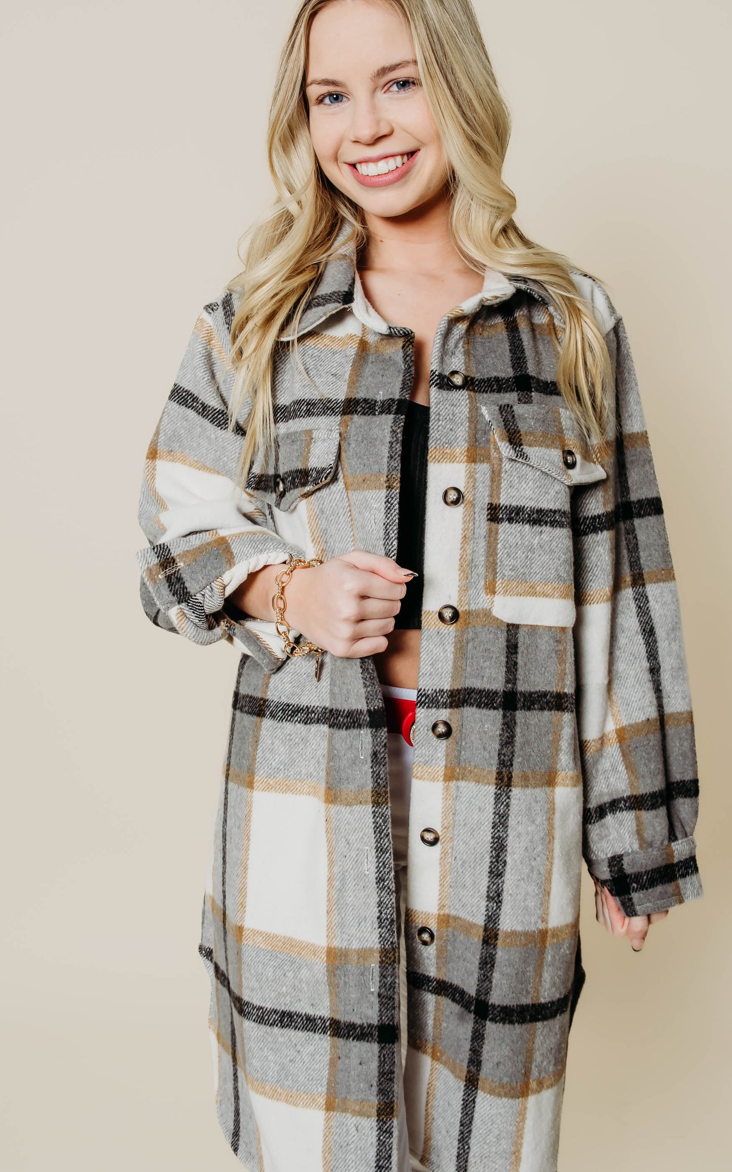 light grey plaid shacket 