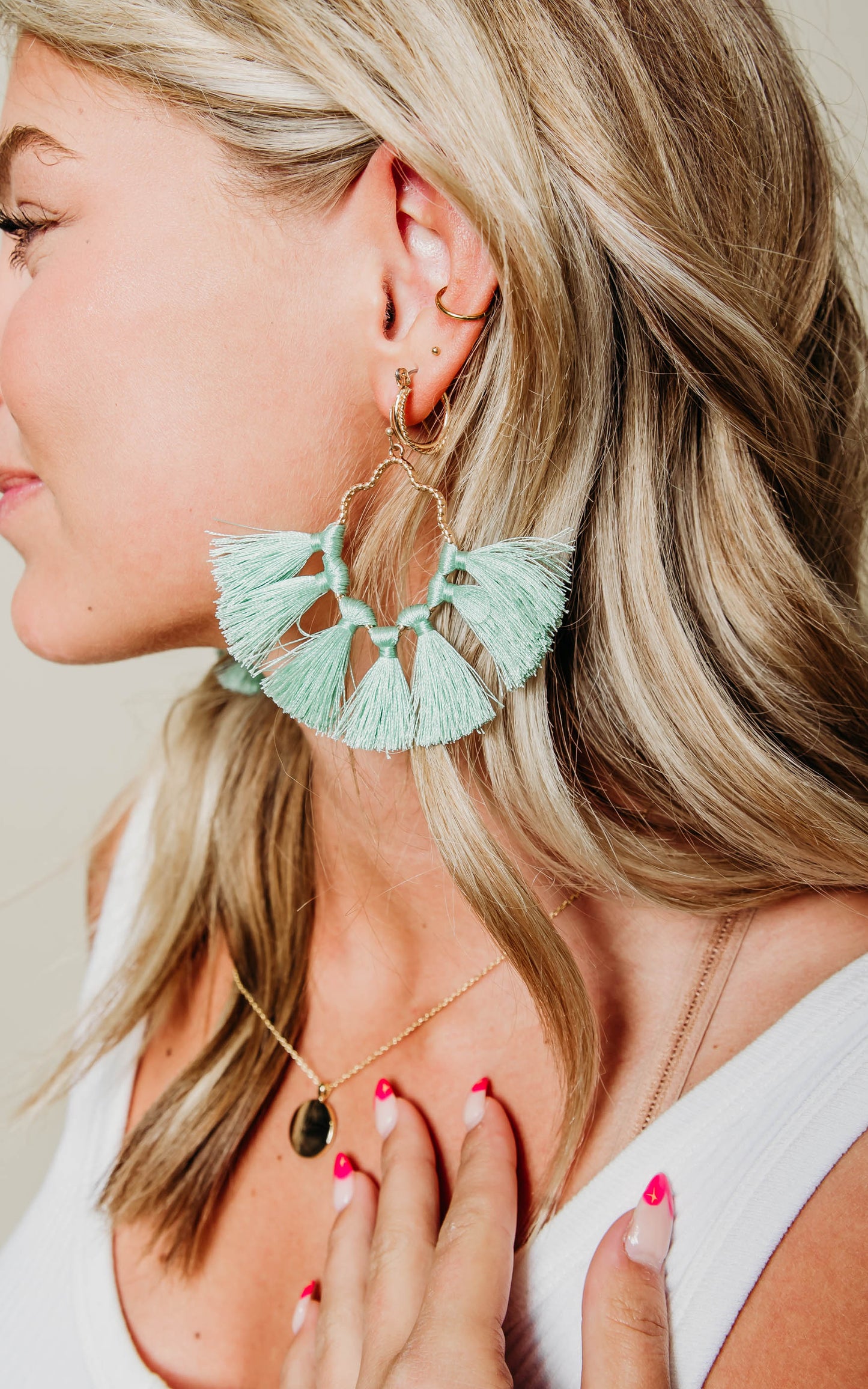 mint fan earring 