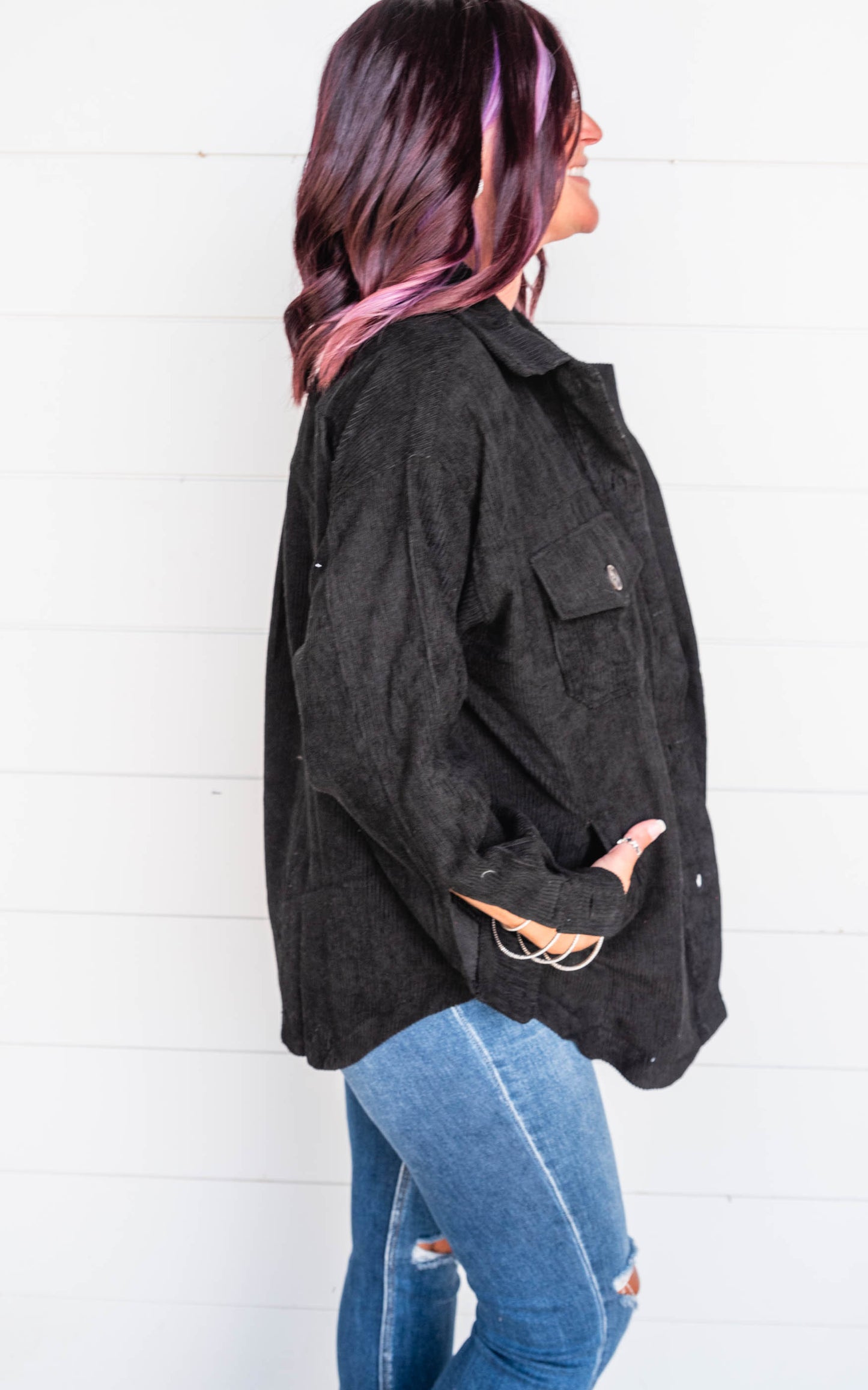 black oversized shacket 