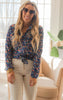 blue floral button blouse 