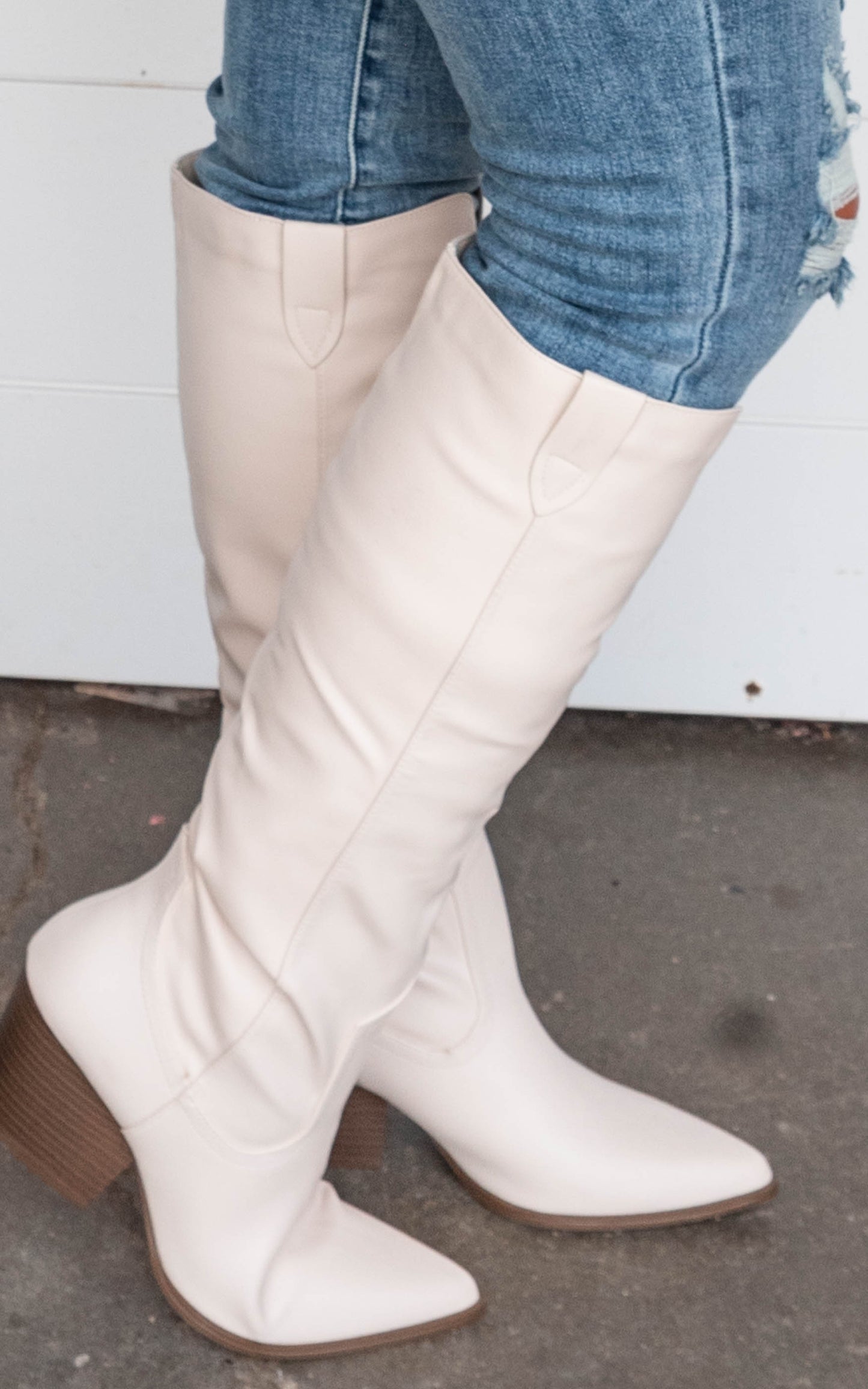 Beige Western Cowboy Boots - Qupid Final Sale