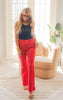 red high rise pants 