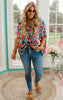 floral oversized v-neck short sleeve blouse 