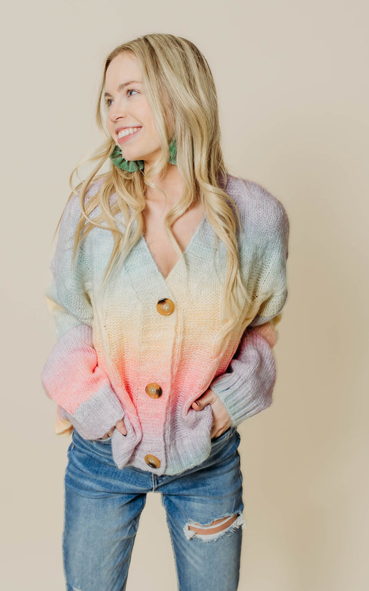 rainbow ombre cardigan 