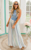 shades of blue striped wide leg pants 