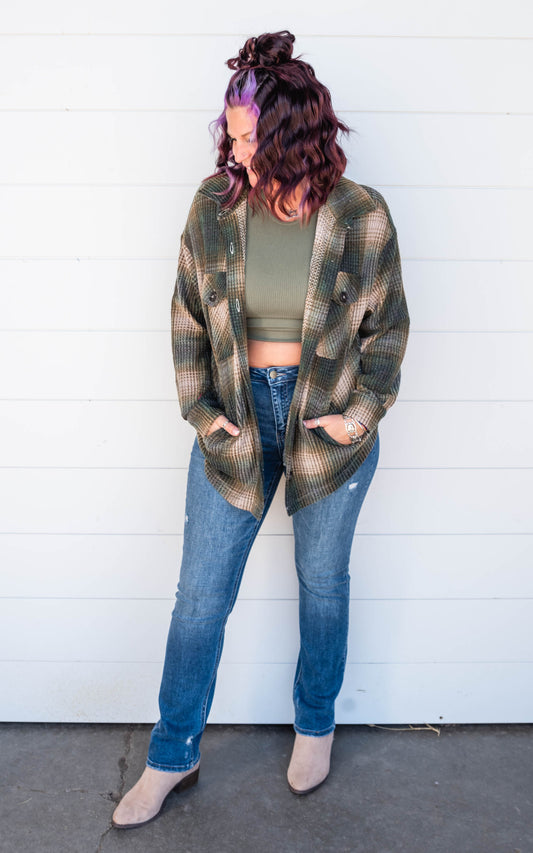 olive plaid top 