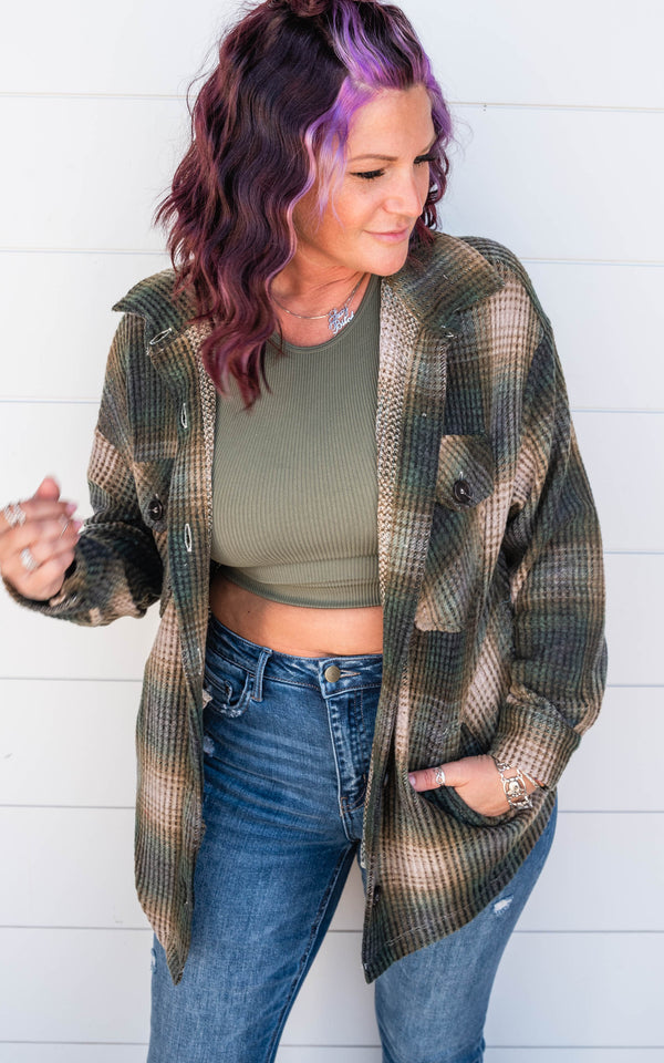 thermal plaid button down 