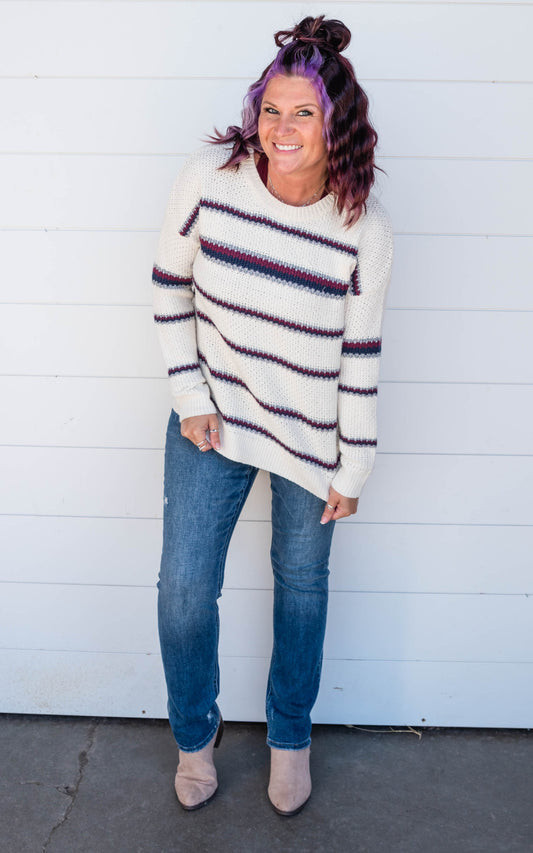 ivory striped sweater 