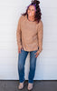 camel button sweater 