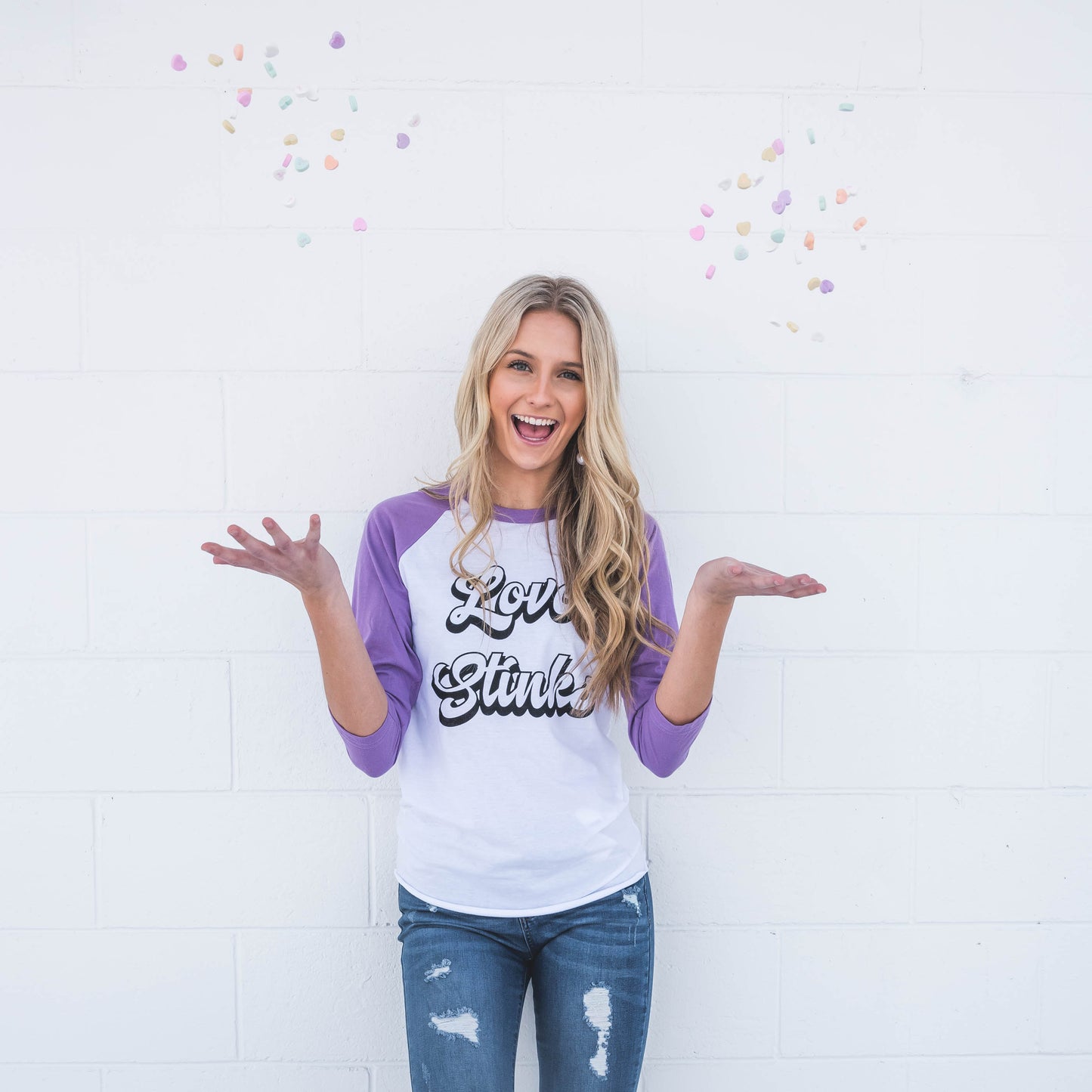 Love Stinks Baseball Sleeve Top FINAL SALE**